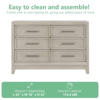 Evolur Lourdes Double Dresser In Porcini, Comes With Six Spacious Drawers, Made Of Hardwood, Included Anti Tipping Kit, Dresser For Nursery, Bedroom, Wooden Nursery Furniture