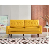 Us Pride Furniture Modern Style Faux Leather 693Aa Wide With Round Tapered Legs Living Room Sofas Musterd Yellow