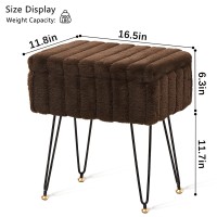 Wimarsbon Faux Mink Fur Storage Ottoman, Modern Soft Footstool, Storage Bench With Metal Legs, Vanity Seat, Fur Stool, Ottoman Coffee Table, Makeup Chair, Vanity Stools For Bedroom (Olive Green)