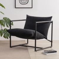 Zinus Aidan Sling Accent Chair Metal Framed Armchair With Shredded Foam Cushioning, Black