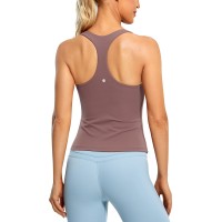 Crz Yoga Butterluxe Workout Tank Tops For Women Built In Shelf Bras Padded - Racerback Athletic Spandex Yoga Camisole Mauve X-Small