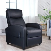Smug Living Room Massage Pu Leather Home Theater Seating With Lumbar Support Winback Single Sofa Armchair Reclining Chair Easy Lounge, Black