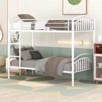 Cnanxu Twin Over Twin Metal Bunk Bed Frame, Heavy Duty Metal Bunk Beds, Can Be Divided Into Two Beds, Metal Twin Bunk Bed For Boys Girls Teens Dormitory Bedroom (White)