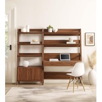 Modway Bixby 2-Piece Home Office Desk And Bookshelf Display Case In Walnut