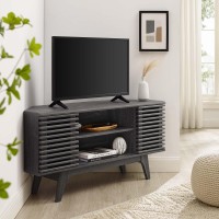 Modway Render Mid-Century Modern Low Profile 46 Corner Media Tv Stand In Charcoal