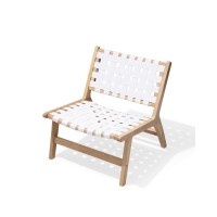 Pellebant Woven Leather Accent Chair For Living Room Sturdy Wooden Frame Oversized Seat Living Room Chair For Readingrelaxing Nature Colro Frame And White Rattan