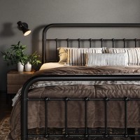 Allewie King Size Metal Platform Bed Frame With Victorian Style Wrought Iron-Art Headboard/Footboard, No Box Spring Required,Black