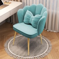 Rest Makeup Chair,Upholstered Foot Stool Vanity Stool,Velvet Accent Chair With Gold Legs, Upholstered Vanity Chair With Back Leisure Armchair For Living Room Bedroom Dining Room