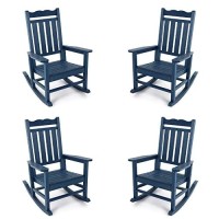Stoog Outdoor Rocking Chairs Set Of 4, Porch Rocker With High Back, 400 Lbs Weight Capacity, Easy To Maintain, Blue