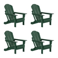 Westintrends Outdoor Adirondack Chairs Set Of 4, Plastic Fire Pit Chair, Weather Resistant Folding Patio Lawn Chair For Outside Deck Garden Backyardf Balcony, Black