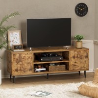 Yeshomy Modern Tv Stand For Televisions Up To 65 Entertainment Center With Two Storage Cabinet And Shelf Media Console For Living Room Bedroom Enterway Office 58 Inch Retro Brown