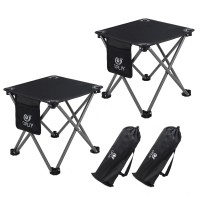 Opliy Camping Stool 2 Pack,13.5 Inch Portable Folding Stool For Outdoor Gardening And Beach Hiking Fishing,Foot Stool With Carry Bag (Black)