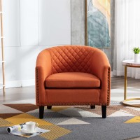 Homsof Orange Linen Accent Barrel Chair For Living Room Leisure Armchair With Nailheads And Solid Wood Legs One Size