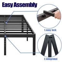 Hunlostten 18In High King Bed Frame No Box Spring Needed, Heavy Duty King Platform Bed Frame With Round Corners, Easy Assembly, Noise Free, Black