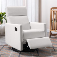 Swivel Recliner Chair, Modern Plush Upholstered Rocker Nursery Chair With Adjustable Backrest And Retractable Footrest 360 Degree Swivel Glider Chair Accent Chair For Living Room Bedroom, Beige
