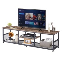 Vecelo Industrial Tv Stand For Televisions Up To 70 Inch, 62 Entertainment Center With Open Storage Shelves For Living Roombedroom, 3 Tiers Media Console Table With Metal Frame, Brown, 62 Inches