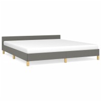 Vidaxl Bed Frame With Headboard Dark Gray 72X83.9 California King Fabric