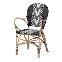 Baxton Studio Wallis Dining Chair, One Size, Black/White/Natural Brown