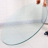Toctus Tempered Glass Table Top Round, 32Inch Dining Table Glass Top Transparent, With Flat Polished Edge, Easy To Clean, Clear (Size : 65Cm/26Inch)