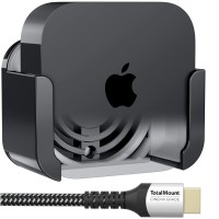 Totalmount For Apple Tv - Mount Compatible With All Apple Tvs (Premium Black And Gray Apple Tv Mount And Cable)