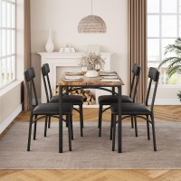 Entcook 5-Piece Dining Room Kitchen Table And Pu Cushion Chair Sets, Kitchen Dining Table Set For 4 With Upholstered Chairs For Small Space, Kitchen, Dining Room, Rustic Brown