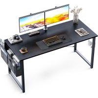 Odk Computer Writing Desk 48 Inch, Sturdy Home Office Pc Table, Work Desk With Storage Bag And Headphone Hook, Black