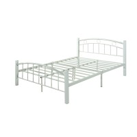 Hodedah Complete White Metal Platform Bed With Headboard, And Footboard In Full Size