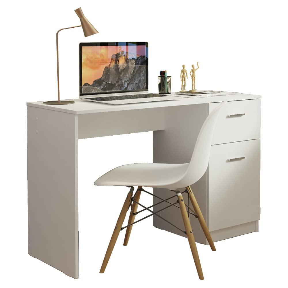 Madesa Compact Computer Desk Study Table For Small Spaces Home Office 43 Inch Student Laptop Pc Writing Desks With Storage And Drawer - White