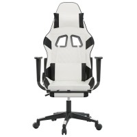 Vidaxl White And Black Faux Leather Massage Gaming Chair With Footrest And Usb Connector - Adjustable Height And Backrest, Easy To Assemble, Luxury Look And High Durable Material