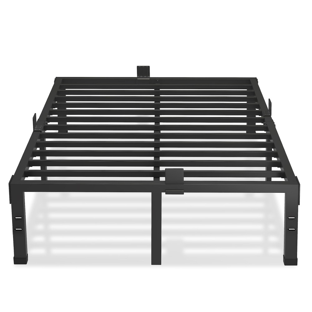 Maf 12 Inch Full Size Bed Frame With Mattress Slide Stopper Black Heavy Duty Metal Platform Bed Frames Steel Slat Support, No Box Spring Needed, Noise Free, Easy Assembly