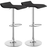 Vecelo Bar Stools Set Of 2, Counter Bar Stools With Swivel Bar And Adjustable Height, Modern Pvc Barstools Bar Chairs For Kitchenbardining Roomliving Roomparty, Black