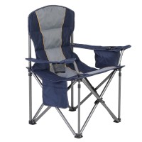 High Point Sports Oversized Portable Camping Folding Chair, Foldable Outdoor Chair Support 450 Lbs, Arm Lawn Chair With Cup Holder And Cooler Bag For Adult, Blue