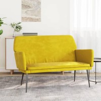 Vidaxl Velvet Bench With Foam Filling - Modern-Style Metal Bench In Vibrant Yellow 42.5X31.1X31.1 - Comfortable Seating For Home Decor