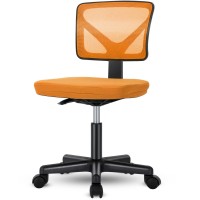 Sweetcrispy Desk Chair, Armless Office Chair, Computer Home Office Low-Back Mesh Task Swivel Rolling Chair No Arms For Small Space With Lumbar Support, Orange