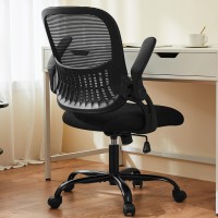 Office Chair, Desk Chair, Ergonomic Home Office Desk Chairs, Computer Chair With Flip Up Armrests, Mesh Desk Chairs With Wheels, Mid-Back Task Chair With Ergonomic Lumbar Support