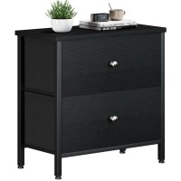 Boluo Black Nightstand 2 Drawer Dresser For Bedroom,Small Night Stand End Table With Fabric Drawers Modern