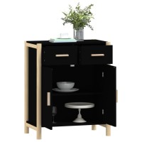 Vidaxl Modern Sideboard, Compact And Lightweight - Black, Made From Engineered Wood And Solid Pinewood