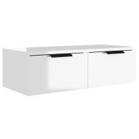 Vidaxl Wall Cabinet, Storage Cabinet With 2 Drawers, Wall Mounted Cabinet For Bedroom Living Room, Wall Unit, High Gloss White Engineered Wood