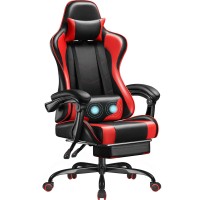 Homall Gaming Chair, Video Game Chair With Footrest And Massage Lumbar Support, Ergonomic Computer Chair Height Adjustable With Swivel Seat And Headrest (Faux Leather, Red)