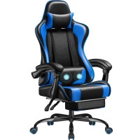 Homall Gaming Chair, Video Game Chair With Footrest And Massage Lumbar Support, Ergonomic Computer Chair Height Adjustable With Swivel Seat And Headrest (Faux Leather, Blue)