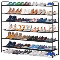 Kimbora 6 Tier Long Shoe Rack, Wide Shoe Storage Organizer Sturdy Shoe Shelf For Floor, Bedroom 42-Pairs (Black)