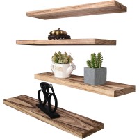 Hxswy 24 Inch Rustic Floating Shelves For Wall Decor Farmhouse Wood Wall Shelf For Bathroom Kitchen Bedroom Living Room Set Of 4 Light Brown