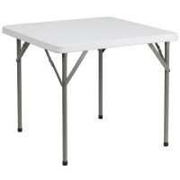 Flash Furniture Square Plastic Folding Event Tables, Set Of 12, Granite White
