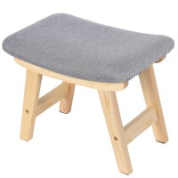 Yawinhe Footstools Ottomans Small Foot Stool Wooden,14.9 X 9.4 X 11.4In Wooden Step Stool,Foot Stool Under Desk,Wood Stool Suitable For Bedroom (Gray)