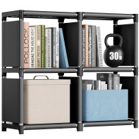 Mavivegue Book Shelf, 4 Cube Storage Organizer, Diy Bookcase, Metal Cube Bookshelf,Book Case For Bedroom, Living Room,Office,Closet Storage Organizer, Black Cubicle Storage Rack