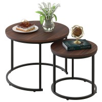 Aboxoo Round Nesting Coffee Table Side Table Set Of 2 End Tables For Living Room Bedroom Balcony,White Faux Marble Wooden Table 31In Accent Large Coffee Table With Black Steel Frame
