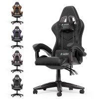 Bigzzia Gaming Chair Office Chair, Reclining High Back Pu Leather Computer Desk Chair With Headrest And Lumbar Support, Adjustable Swivel Rolling Video Game Chairs Ergonomic Racing Chair, Pure Black