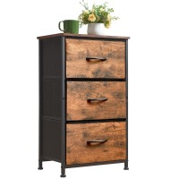 Somdot Small Dresser For Bedroom With 3 Drawers, Storage Chest Of Drawers With Removable Fabric Bins For Closet Bedside Nursery Laundry Living Room Entryway Hallway, Rustic Brown Wood Grain Print