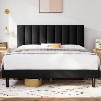 Molblly Full Size Bed Frame Upholstered Platform With Headboard And Strong Wooden Slats,Mattress Foundation,Non-Slip And Noise-Free,No Box Spring Needed, Easy Assembly,Black