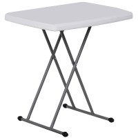 Super Deal 2.5 Foot Plastic Folding Table, Indoor Outdoor Portable Heavy Duty Adjustable Height Kitchen Or Camping Barbecues Picnic Party Table, White